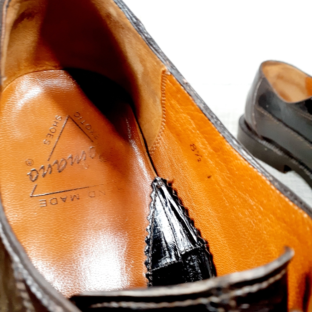 Romano "Lucas" Brown Genuine Crocodile Tail Eel Shoes 8.5 - Picture 9 of 9